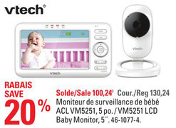 Canadian Tire Quebec Moniteur De Surveillance De Bebe Acl Vm5251 5 Po Vtech Weekly Flyer